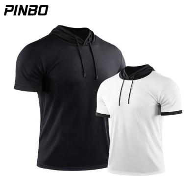 China Antibacterial patchwork men's workout clothing quick dry wicking short sleeve hoodie team top sportswear men for sale