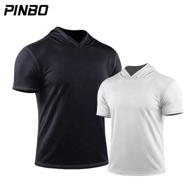 China Anti-Bacterial Men customized GYM fitness top wicking workout clothing quick dry men short sleeve hoodie team sportswear for sale