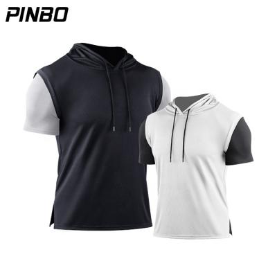 China Men's GYM Antibacterial Fitness Sleeve Quilting Workout Apparel Quick Dry Men's Short Sleeve Hoodie Team Sports Shirt Top Wicking for sale