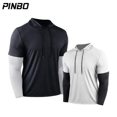 China Antibacterial Fitness Antibacterial Men's Workout Clothing Men's Quick Dry Long Sleeve Hoodie Sports Training Clothes for sale