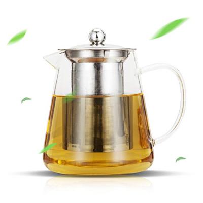 China Hot Selling BPA FreeTransparent Custom Glass Teapot Stocked Portable Tea Sets With Infuser for sale