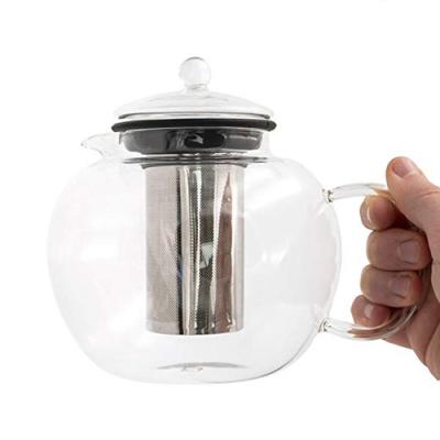 China 1500ML Sustainable Teapot With Removable Stainless Steel Heat Resistant Glass Teapot Infuser for sale