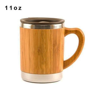 China Sustainable Wholesale Bamboo Wide Mouth Tea Cup Stainless Steel Mug With Handle for sale