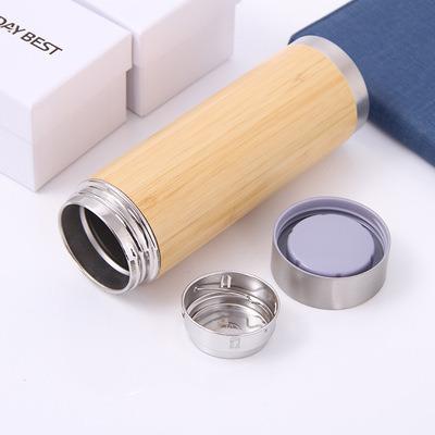 China PORTABLE Wholesale Double Wall Stainless Steel Thermos Bamboo Water Bottle for sale