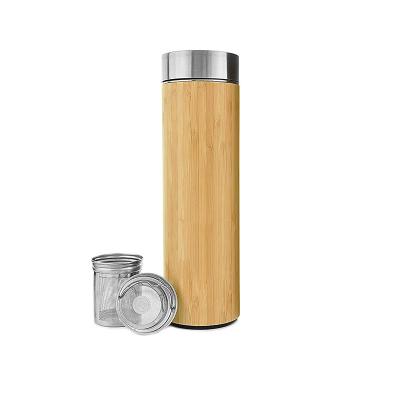 China 2021 Viable New High Quality Stainless Steel Bamboo Vacuum Flask With Infuser Vacuum Bamboo Tumbler For Tea for sale