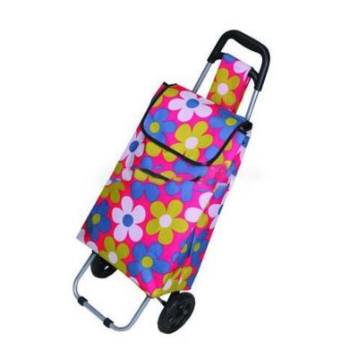 China Biodegradable Wholesale Collapsible Grocery Shopping Cart Folding Shopping Trolley Nylon Bag for sale