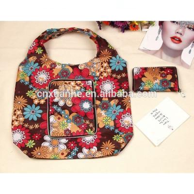 China Factory Price Folding Tote Polyester Reusable Folding Bag With Zipper for sale