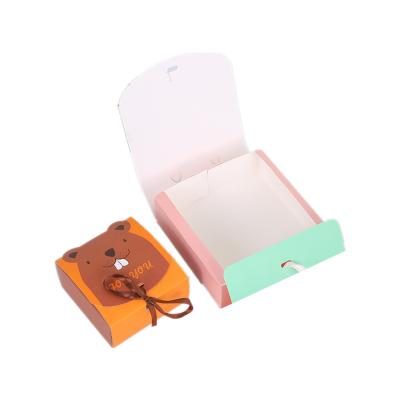 China Recyclable Cartoons Soap BOX Packaging Baby Gift Fold Box With Ribbon for sale