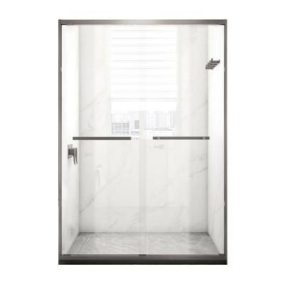 China Modern Gray Slim Color Frame Shower Door Easy Clean Glass Sliding Glass Enclosure ANSI Certified Glass Doors for sale