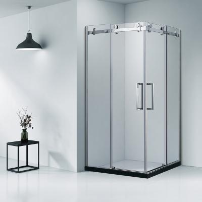 China Durable and competitive L Shape Frameless Corner Bathroom Shower Door Tempered Glass Sliding Shower Enclosure for sale