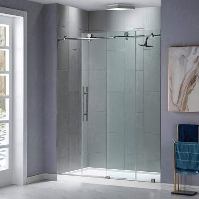 China Durable and competitive Wholesale Stainless Steel Tempered Glass Bathroom Sliding Frameless Shower Door for sale