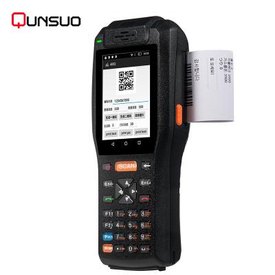 China rugged industrial 3G PDA3505 barcode scanner with built in handheld POS printer for bus ticket printing for sale