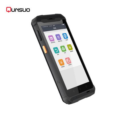 China Qunsuo 2D Handheld Terminal New Android PDA Handheld Computer Barcode Scanner POS with Rugged IP67 Size for sale