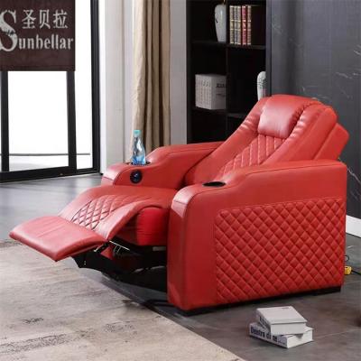 China Genuine Leather Chaise Lounge Chair Home Theater Sofa Recliner Luxury Modern Classic Leather Sofa Extendable Armchair for sale