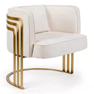 China Wholesale Modern Chair Modern Gold White Velvet Chat Lounge Stainless Steel Armchair Creative Hotel Lounge Accent Chair for sale