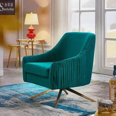 China Luxury Modern Swivel Sunbellar Chair Fabric Gold Stainless Steel Support Velvet Swivel Chair For Living Room for sale