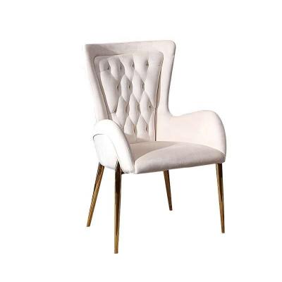 China Tufted Tables and Chairs for Events Modern Design Chairs Velvet Buttons Back Gold Stainless Steel Legs Study Room Office Chair for sale