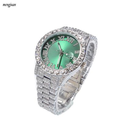 China Zhejiang Day/Date 2021 Iced Out Mens Green Wrist Watches Watch Red Color Hip Hop Bling Bling Luxury Jewelry for sale