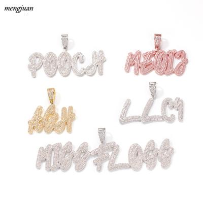 China New Custom Hiphop Mengjuan Name Pendant Iced Out 2 Layer Letters Charm Necklace Personalized Hip Hop Jewelry for sale