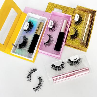 China High quality magnetic mink eyelashes eyeliner and handmade mink eyelashes set kit with package box for sale