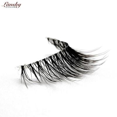 China Custom Made Natural Invisible Clear Strip Faux Mink Natural Looking Silk Eyelashes Silk Lashes With Logo for sale