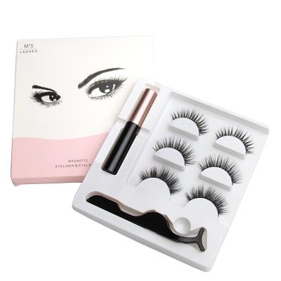 China Waterproof Mink Eyelash Eyeliner Set Kit Magnetic Private Label With 3d Eyelash for sale