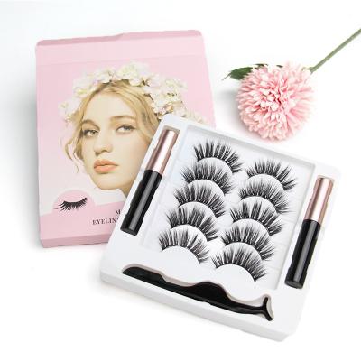 China New product waterproof 5 pair 3d magnetic eyelashes and magnetic eyeliner set kit for sale