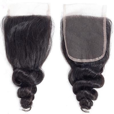 China Human Hair Extension 4x4 Glueless Lace Closure Short Loose Wave Wig Remy Hair Grade for sale