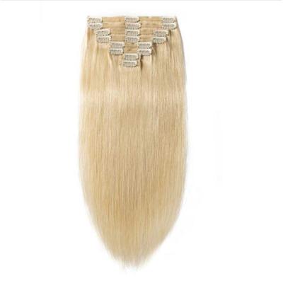 China 100% Human Hair Clip In Hair Extensions and Soft Shiny No Tangle 613 /24 Color for sale