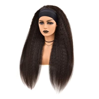 China Swiss Lace Base Material Remy Hair Grade Human Straight Hair Headband Wig for Black Women for sale