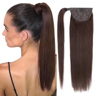 China Remy Hair Brazilian Human Hair Ponytail Extension with Cuticle Aligned Hook And Loop for sale