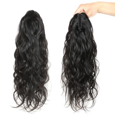 China 8-28 Inch Wavy Remy Hair Body Wave Clip Claw Ponytail Hair Extensions for Black Women for sale