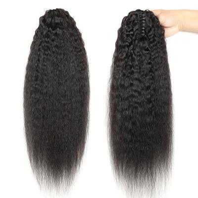 Chine 0.2 kg de cheveux humains à corde de traction Kinky raide extensions de queue de cheval pour les femmes 2022 à vendre