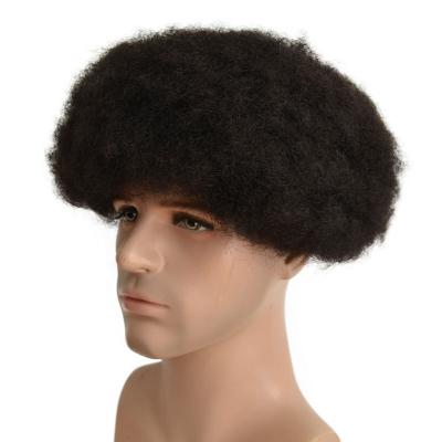 China Toupee Texture 24mm Afro Kinky Curly Swiss Lace Men Hair Units Natural Human Hair Wig for sale