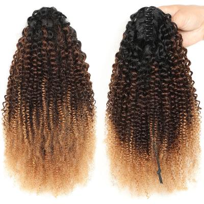 China 100% Top Human Hair BSM Afro Curly Ponytail Hair Bundles 18 to 20 Inch Ombre T1B/4/27 for sale