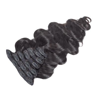 China 1B Brazilian Human Hair Body Wave Curly Clip In Hair Extensions Virgin Remy Hair for sale