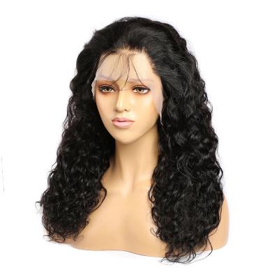 China 14-28 Inch Remy Hair Water Wave Frontal Human Hair Wigs with Pre Pucked Bleached Knots Te koop