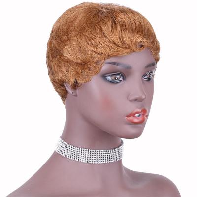 China Swiss Lace Base Material Straight Pixie Cut Full Machine Wig Made with 100% Human Hair for sale