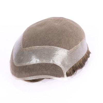 China 80% de densidad de luz Toupee masculino con técnica de mano atada completa y estilo recto en venta