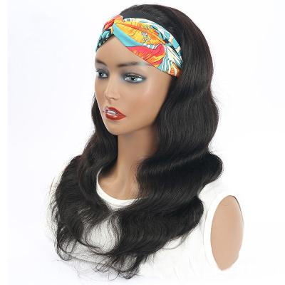 China 100% Human Hair Brazilian Body Wave Curly Wigs with Headband 2022 Design Free Sample for sale