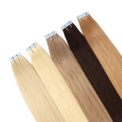 China Invisible Blonde Tape In Seamless 100 Human Hair Extension Kinky Straight Double Drawn Raw Virgin Hair for sale