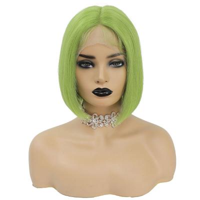 China Green Color Brazilian Human Hair Short Bob Wigs 10inch with Baby Hair and HD Lace Frontal for sale