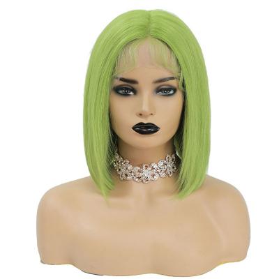 China 100% menschliche Haare brasilianische HD Spitze Frontal 8A 10A 12A Kurz grüne Bob-Wig mit Schweizer Spitze zu verkaufen