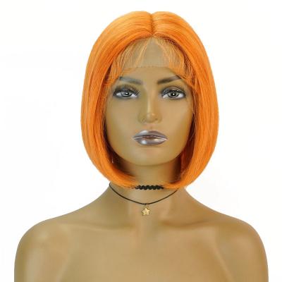 China Transparent Lace 150% Density Remy Hair Highlight Orange Straight Bob Wigs with Baby Hair for sale