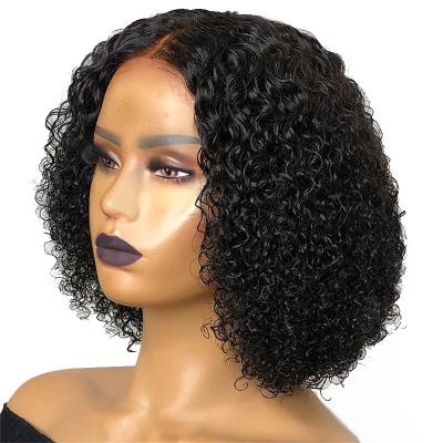 China Remy Hair 180% Density Afro Kinky Curly 4*4/13*4/13*6 Lace Frontal BOB Wigs for Black Women 250g-450g for sale