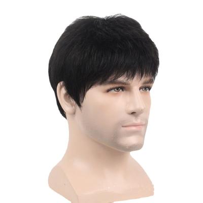 China Custom Glueless Short Wigs Natural Brazilian Human Hair for Young Men at 250% Density for sale