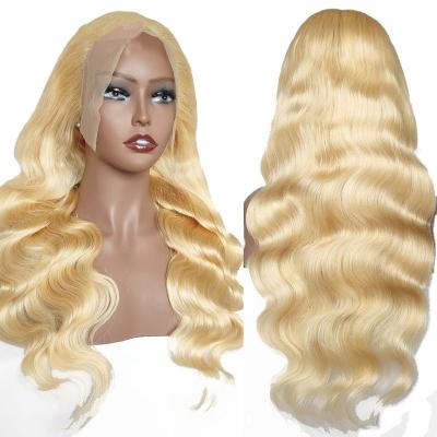 China Color de encaje marrón claro Virgen rubia Corpo resaltado onda rizada Full Lace Frente Pelucas 613 HD 13x6 para mujeres en venta