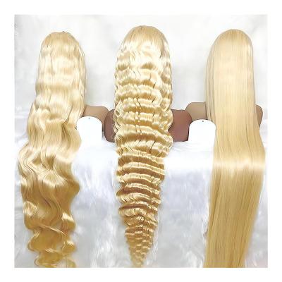 China Chinees haar 613 blond 13X6 Hd full lace frontal ruw menselijk haar pruik met baby haar Te koop