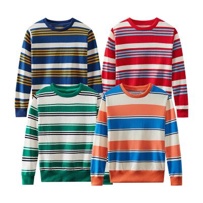 China Custom Anti Shrink Kids Clothing Knit Toddler Sweatshirts Long Sleeve Striped Round Collar Kids Boys Clothes for sale