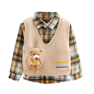 China China supplier factory price anti-pilling two piece kids wears sweater culture knit sweaters and shirt sets for boys for sale